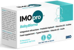 IMOpro BabyBioma là men vi sinh kết hợp 3 chủng probiotics đã dùng rộng rãi (B. infantis, L. rhamnosus, S. boulardii), cùng prebiotic inulin và vitamin D3